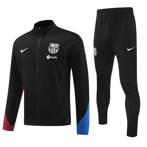 Barcelona 2024-2025 Long Zip Jacket Training Suit Jersey Set Black